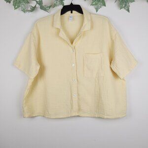 Stars Above Size XXL Yellow Cotton Gauze Lounge Short Sleeve Casual Top